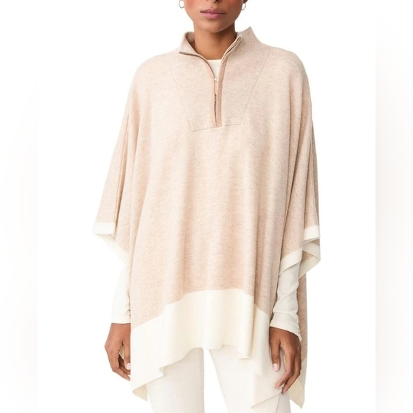J. McLaughlin Jackets & Blazers - J. McLaughlin Cashmere Wool Cozy Tan Cream Poncho Shawl One Size Coastal Grandma
